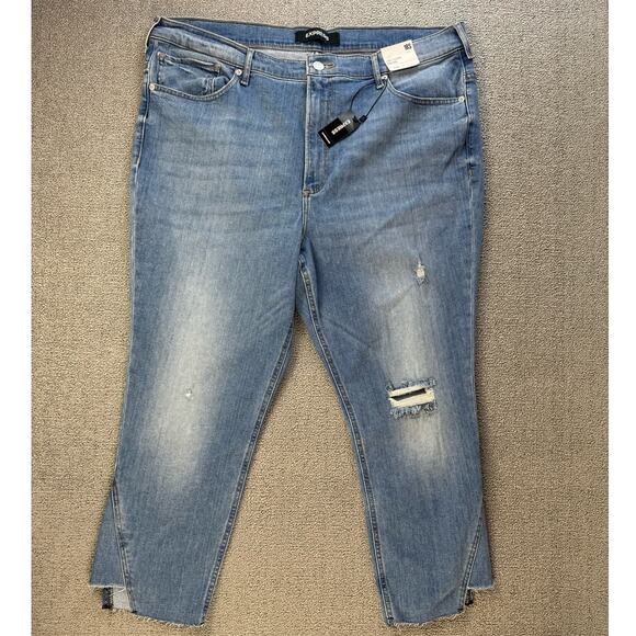 NWT Express Jeanas Original Ankle Legging High Rise DistressedSize 18 Short - Picture 1 of 11